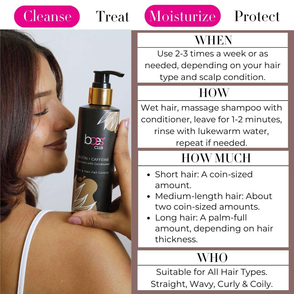 Baes Club's Biotin + Caffeine Shampoo with Conditioner | 2-in-1 shampoo with conditioner | Thicker, Shinier & Healthier Hair | 100% Vegan, Parabens Free & Soap Free – 200 ML 4