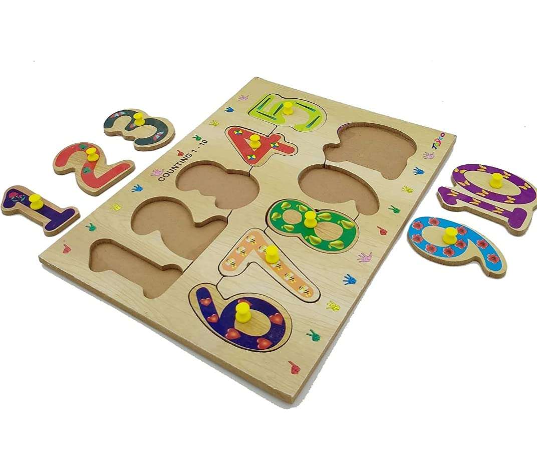 MEHRANSH® Wooden Colorful Learning Educational Board with Knobs for Kids, Educational Learning Wooden Board Tray (1-10) 4