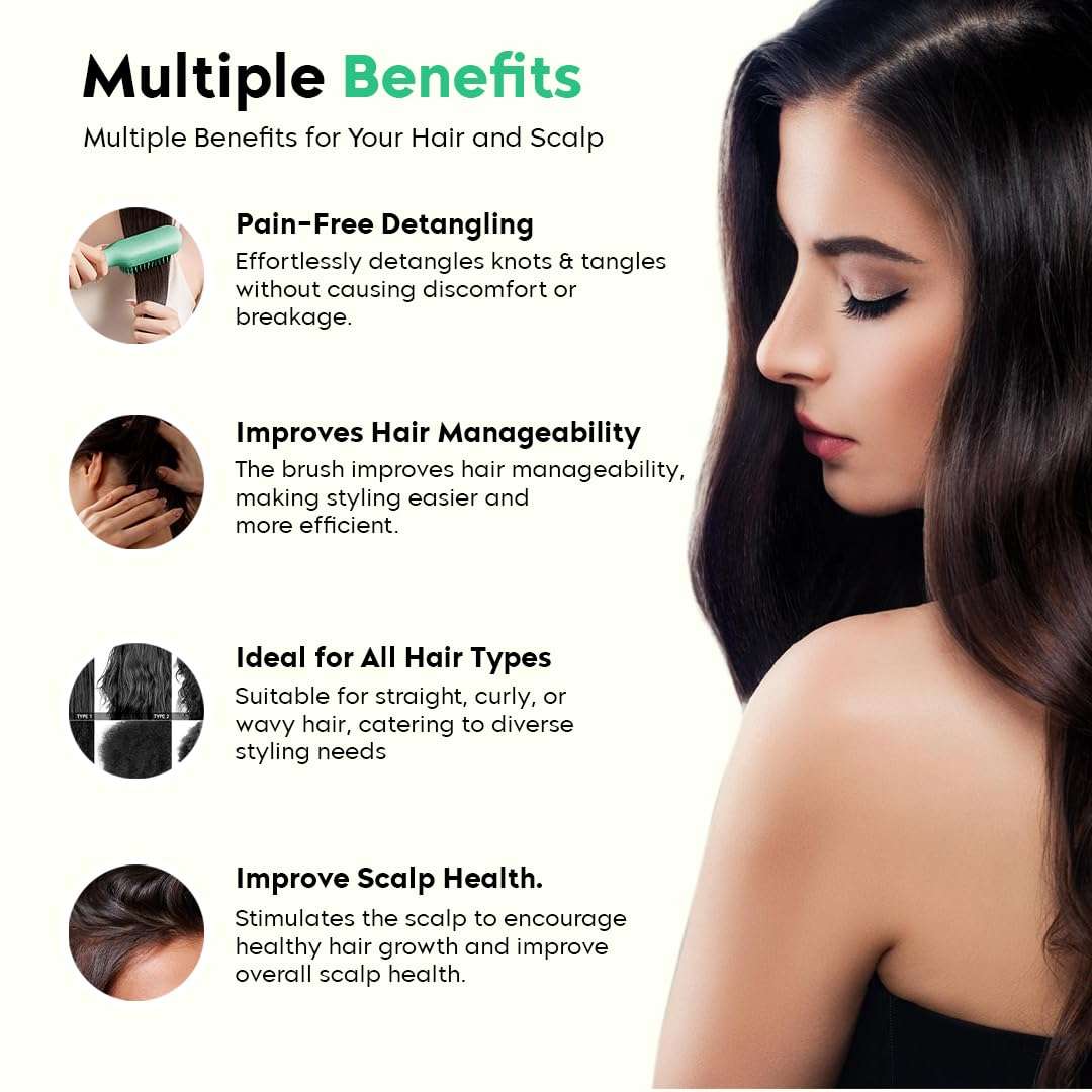 Gleva Self Cleaning Hair Brush, Detangling Brush & Styling Brush, Anti Static Massage Hair dressing Comb, Hair Massage Comb, Styling & Smooth Brush, Massage Brush, Hair Comb for Men & Women 5