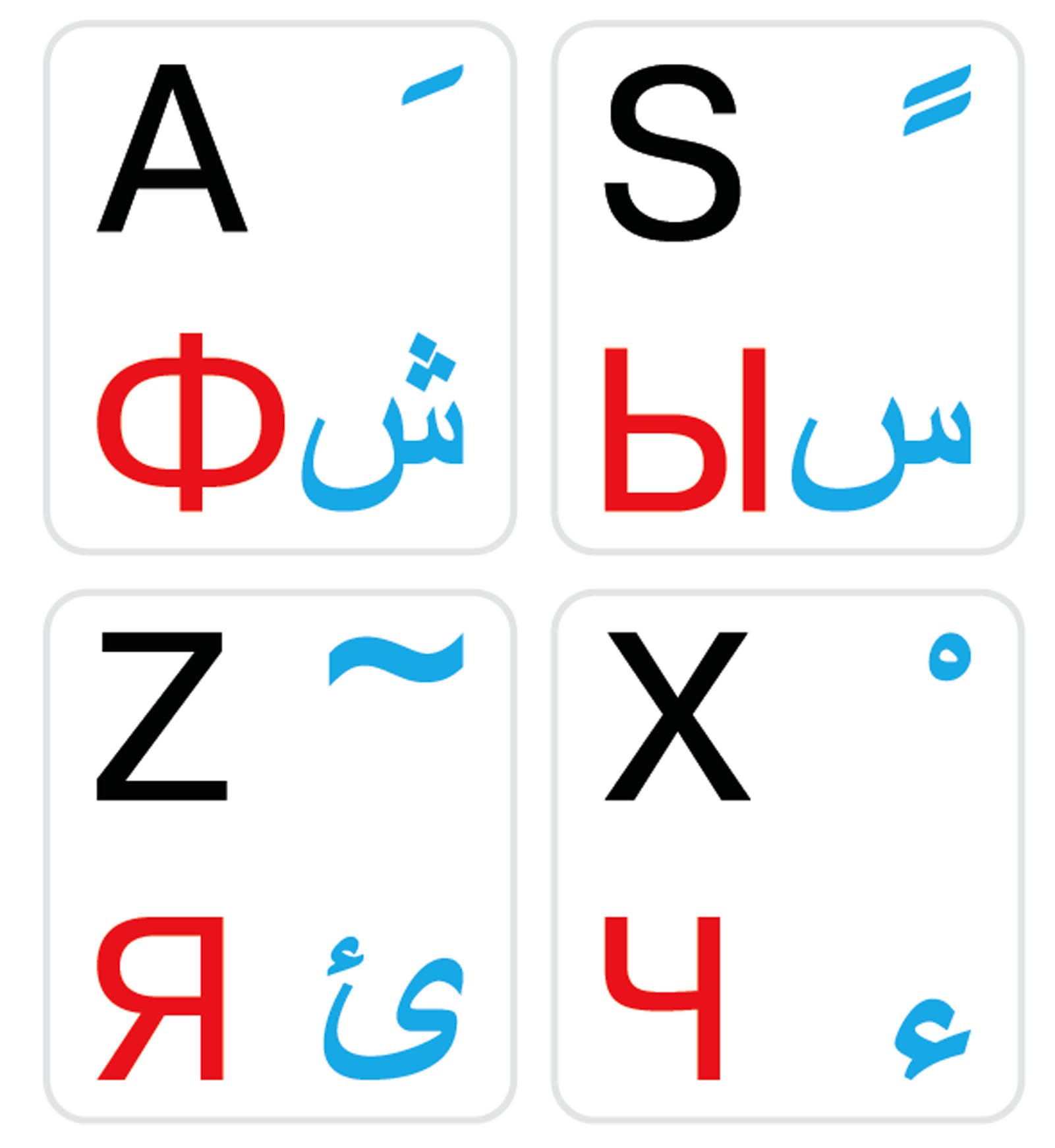 Online-Welcome Russian English US Arabic Keyboard Sticker White 3