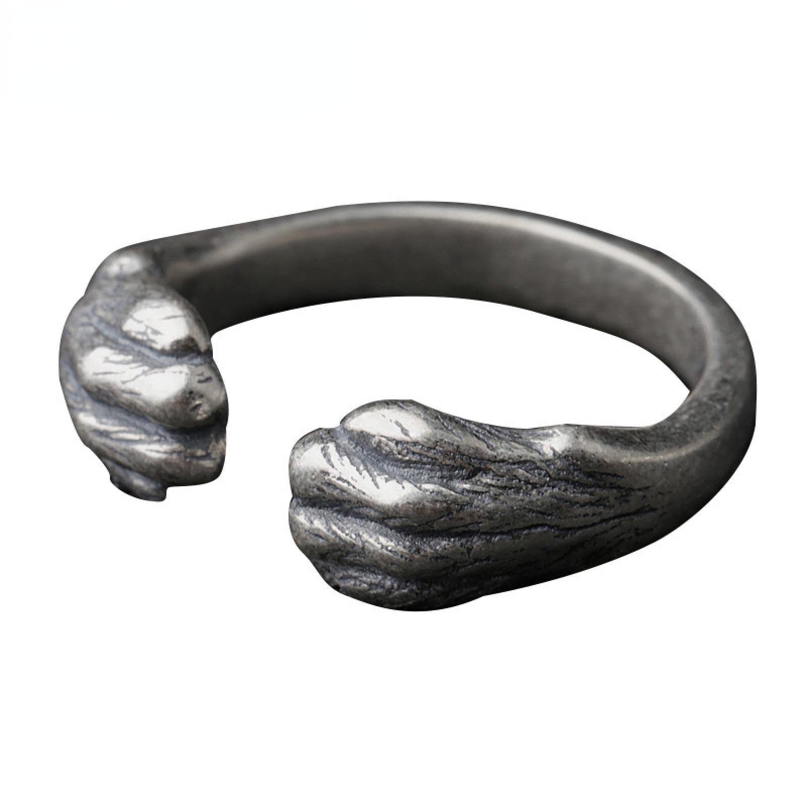 DELURA Adjustable ringss for Men and Women, Sterling Silver Cartoon Cute Cat Claw Rings