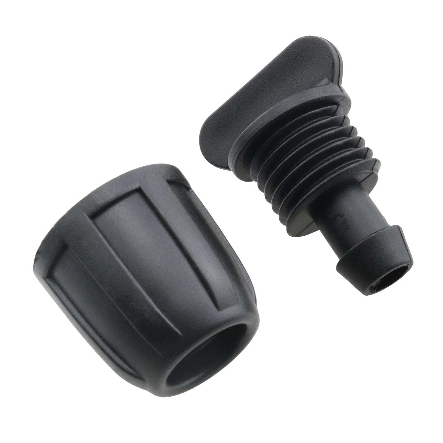 HJGarden 10PCS Black Drip Irrigation End Plug Fittings Drip Line Parts Irrigation End Closure with Locked Nuts for Garden Lawn Sprinkler Systems 4