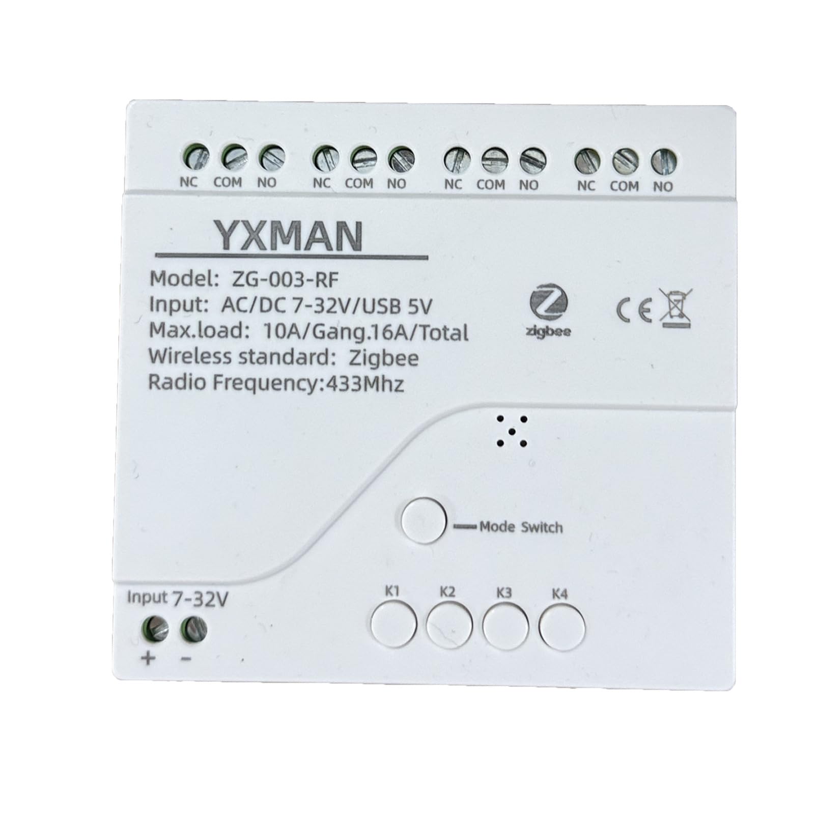 YXMAN 4CH ZigBee Wireless Smart Relay Switch,USB 5V AC DC 7-32V, Works Seamlessly with SmartThings, Alexa, Google Home (Requires ZigBee Hub) 1