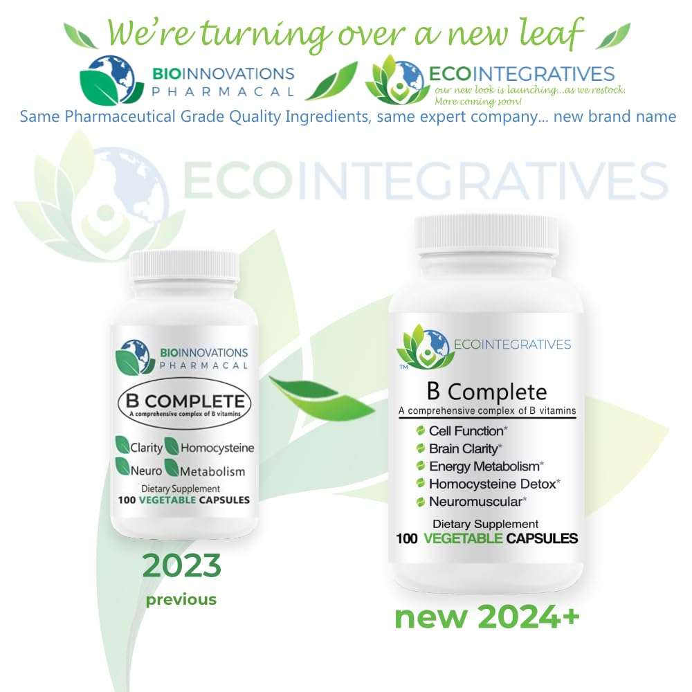 EcoIntegratives B Complete with Folate, All Vitamins B1, B2, B3, B5, B6, B7, B9, B12, and Choline Bitartrate for Energy, Brain Clarity, Neuro, Metabolism 100 Vegan Capsules 4