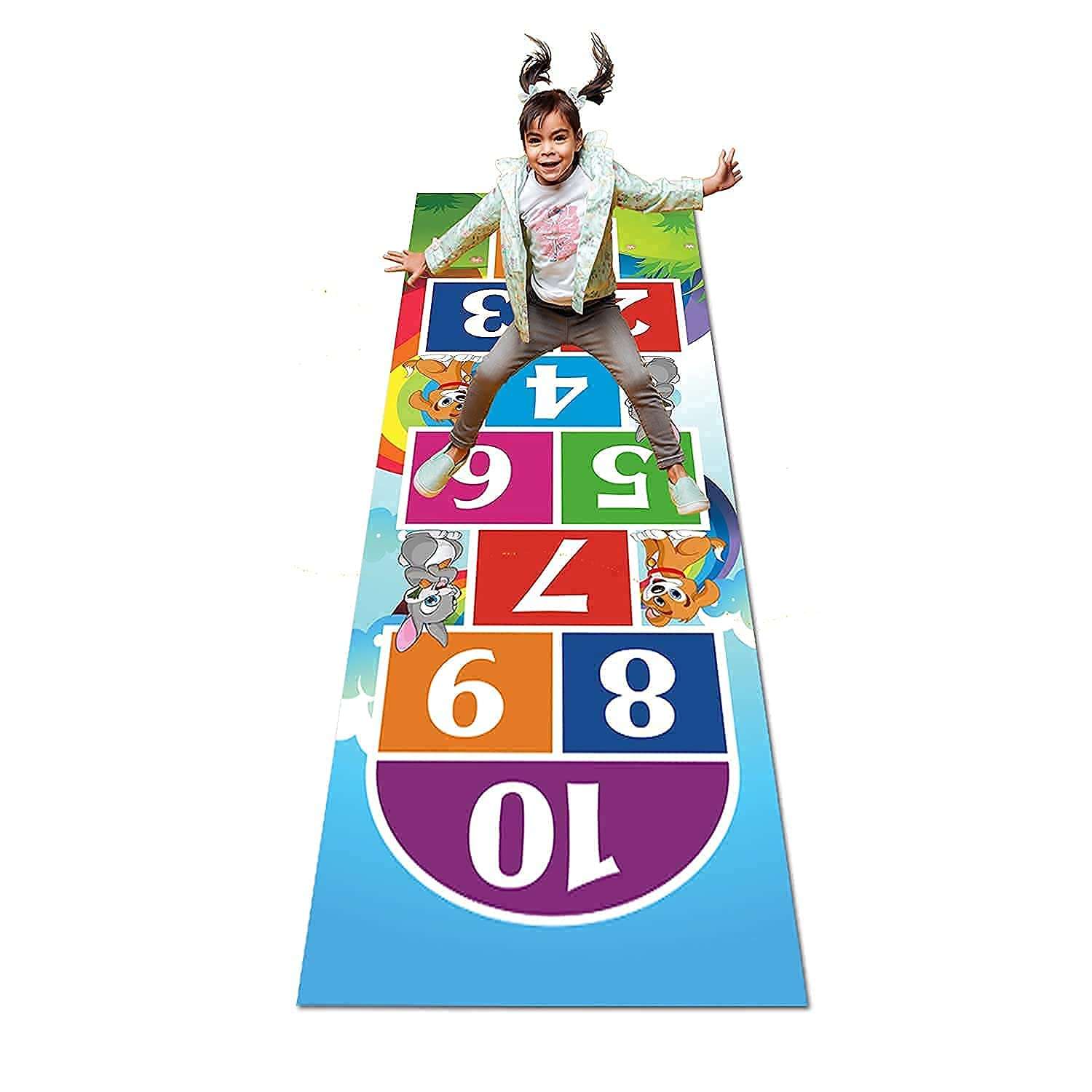 Avvic Mart Jumbo Play Game for Kids & Adults Family Game, Floor Game,Child Learning Game 2.5 feet x 8 feet PVC Flex Material Count and Jump Floor Games (Hand hopscotch Jumbo Play mat) 4