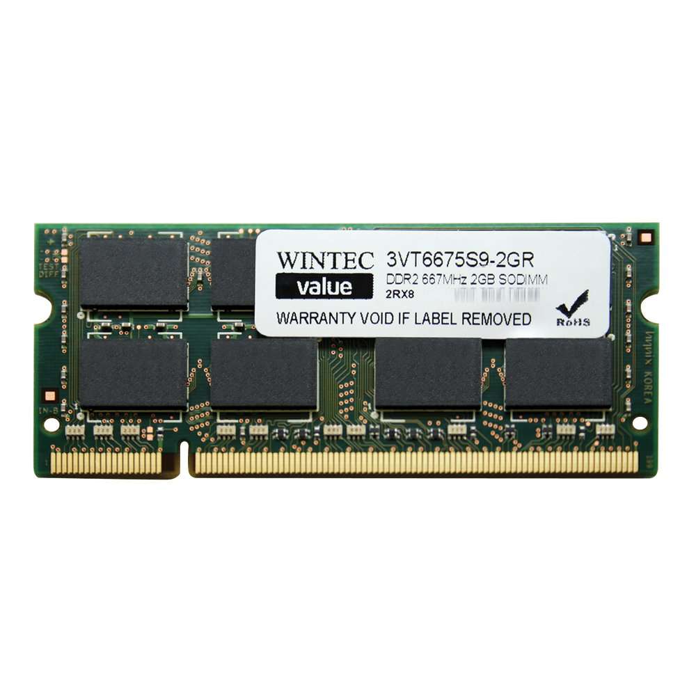 Wintec Value MHz 2GB SODIMM Retail 2Rx8 2 Not a Kit (Single) DDR2 667 (PC2 5300) 200-Pin SO-DIMM 3VT6675S9-2GR 1