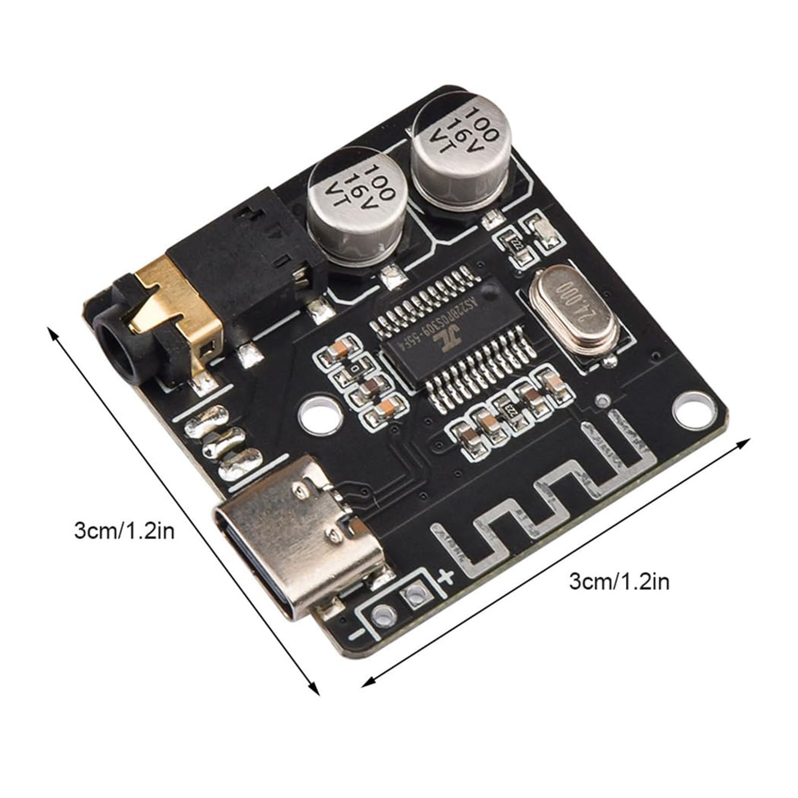 hiBCTR 5pcs Bluetooth 5.0 mp3 decoder Board with USB-c Audio Receiver, Wireless Stereo Music Module for Headphones and Amplifier Board, 12v Bluetooth Receiver with 3.5mm Jack 5