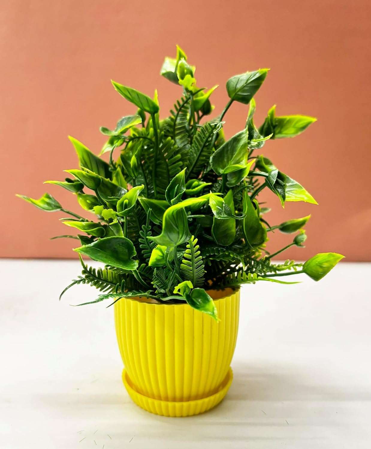 Dekorly Plastic 6 Packs Fake Plants Small, Mini Artificial Plants Indoor For Home Farmhouse Bathroom Shelf Décor (Multi, Height : 17Cm) 6