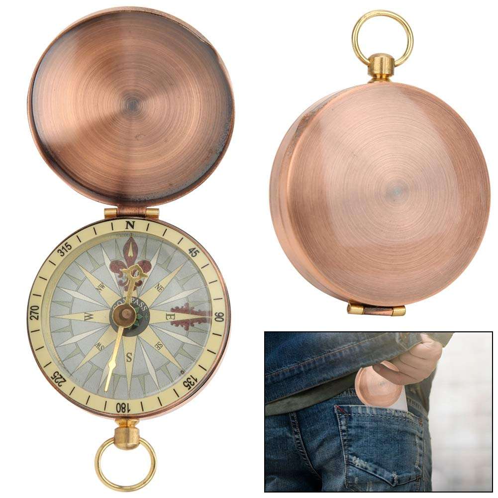 Vbest life Portable Vintage Retro Metal Copper Flip Cover Pocket Watch for Camping Hiking Boating() 4
