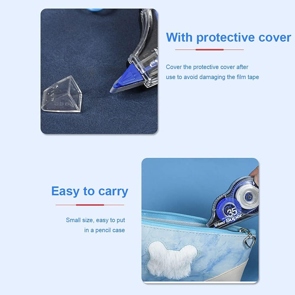 SRN ENTERPRISE Correction Tape,Pack of 2 Pcs Correction Tape 12 Meter X 5 MM, for Journal, Correction Pen, White Strip Error Correction Tape 5mm Thickness with Front Cap for Office, School, Assignment 6