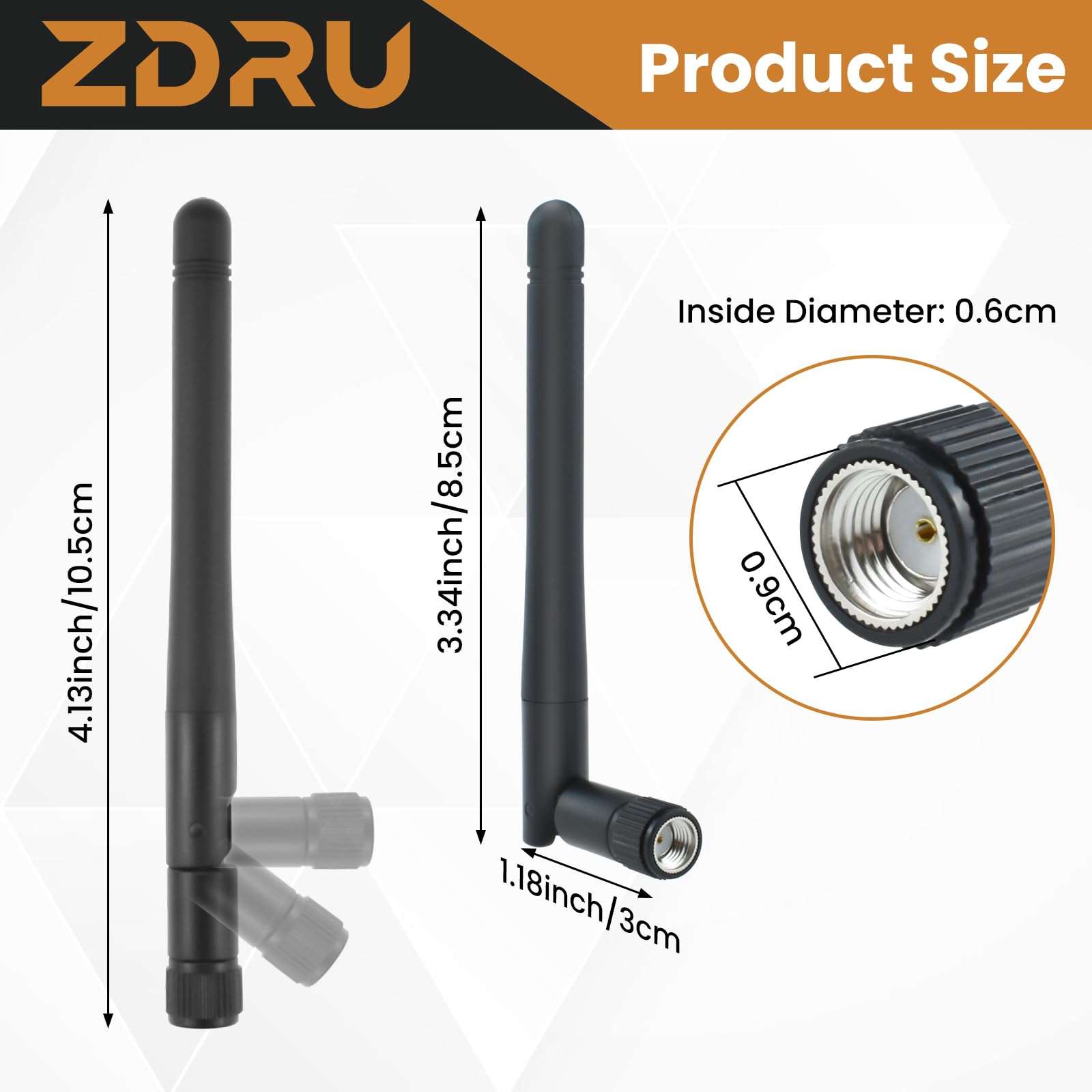 ZDRU 2.4GHz / 5.8GHz Dual Band WiFi Antenna, 3dBi MIMO RP-SMA Male Antenna for WiFi Router Wireless Network Card USB Adapter Security IP Camera Video Surveillance Monitor (4 Pack) 3