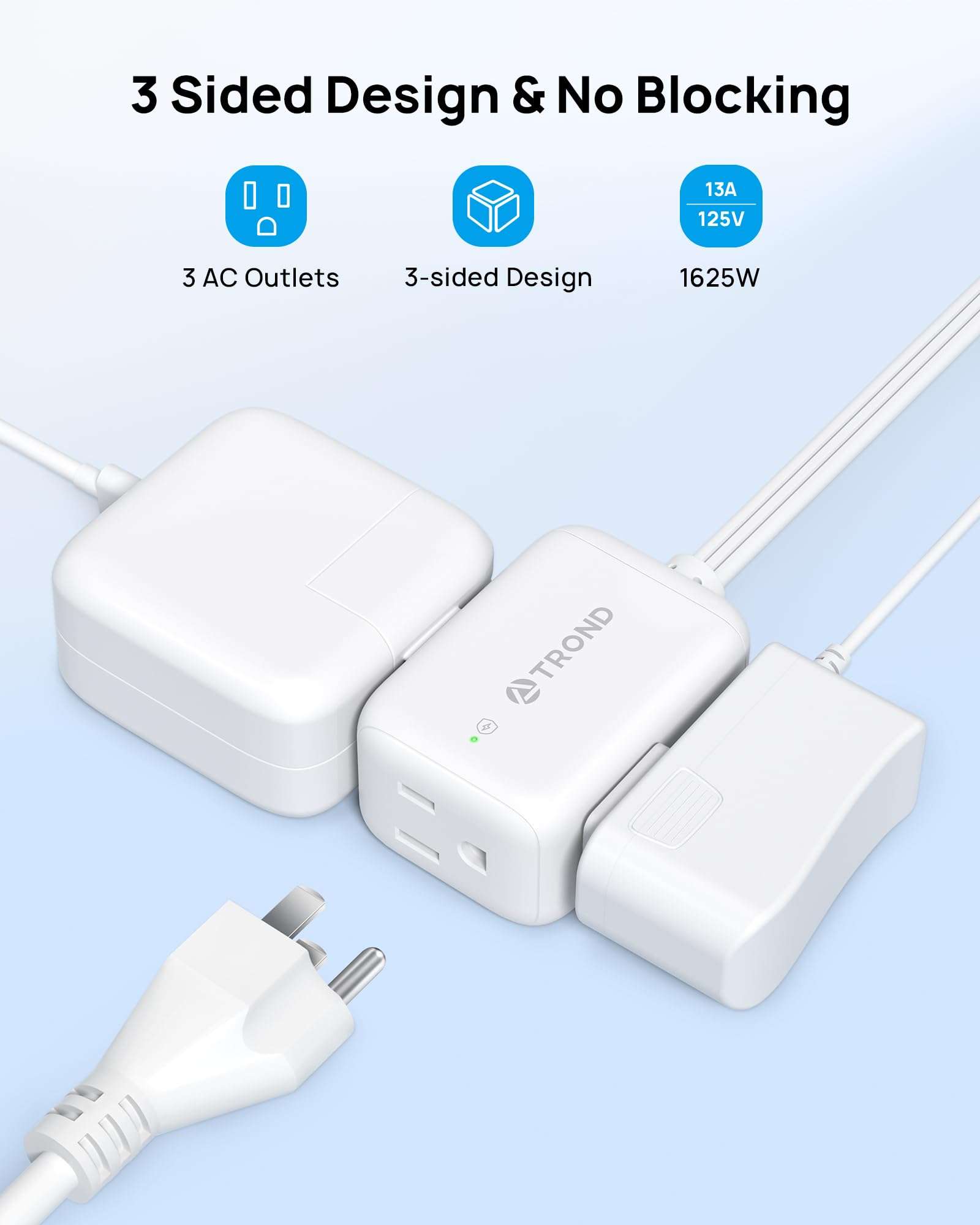 Bundle - 2 Items: 360° Rotating Flat Plug Extension Cord Surge Protector 6ft & 6 Outlet Extender Surge Protector with Rotating Plug 4