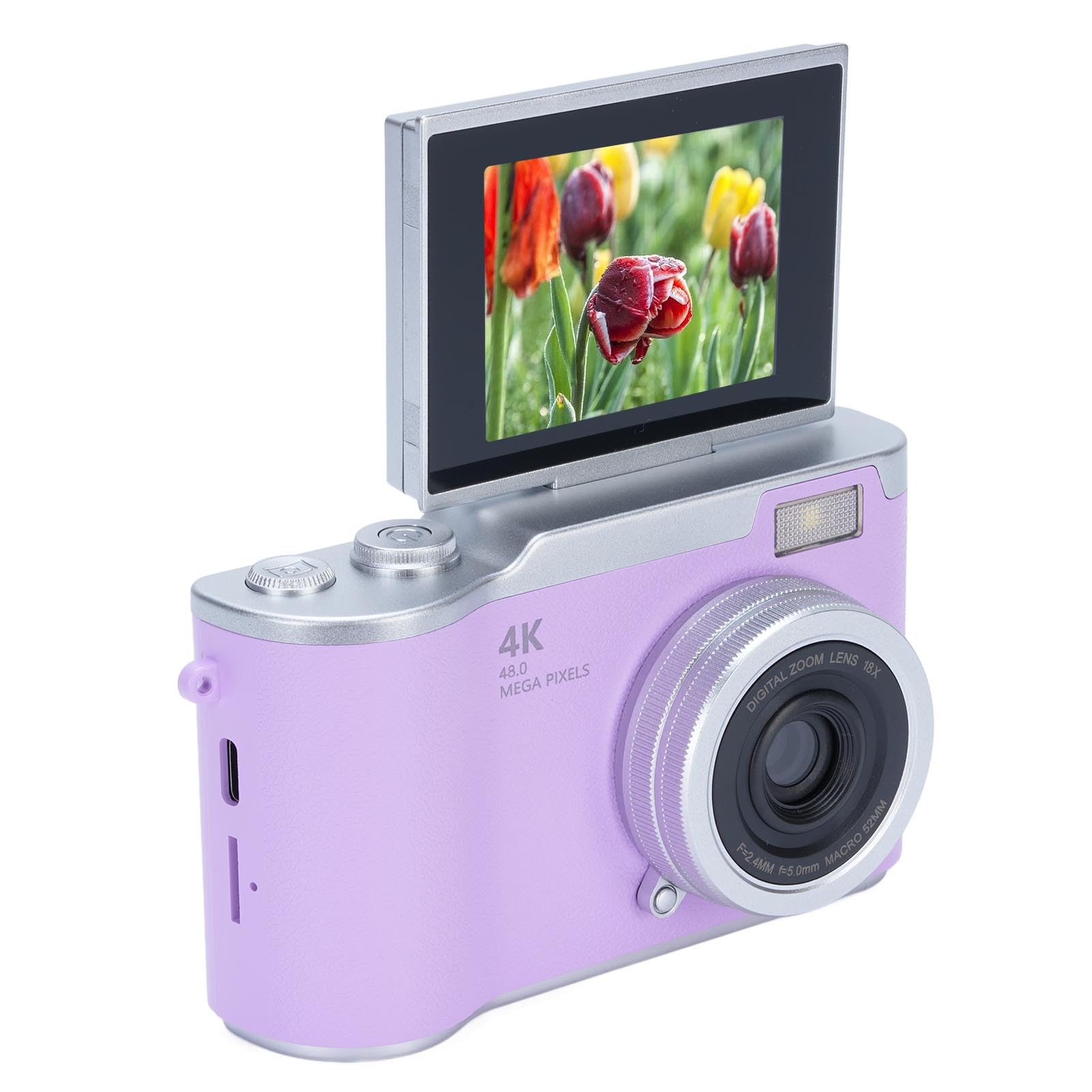 Digital Camera for Photography, 48MP Camera with 2.4 Inch 180 Degree Flip Screen, Auto Focus 18X Digital Zoom, Compact Travel Camera, for Teens Beginner