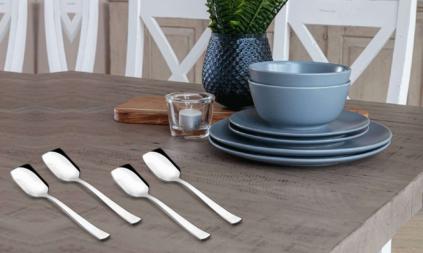 KOKO Gleen Stainless Steel Set of 12 Pcs Ice-Cream Spoons, Silverware Spoon Set, Rust Proof High Durable Stylish Dishwasher Safe, Size 14 cm X 5cm 5