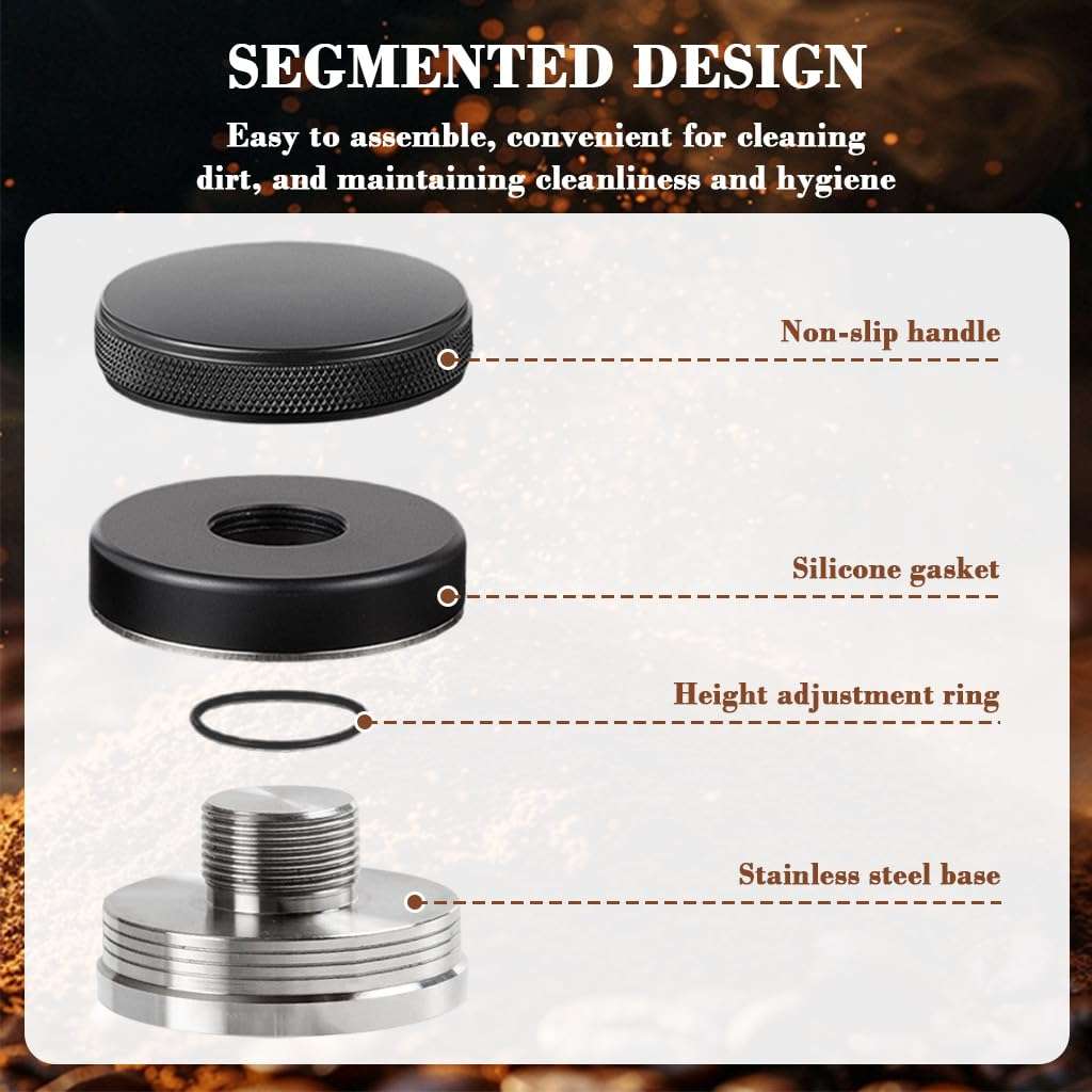 Supvox® Stainless Espresso Tamper 58mm 304 Stainless Coffee Distributor, Stylish Spiral Groove Pattern, Anti-Slip Diamond Texture Trim, Coffee Hand Leveler Tamper Espresso 4