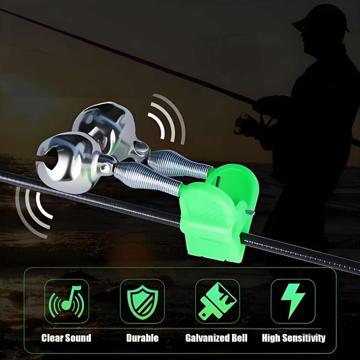 Fishing Bells for Rods - Extra Loud Dual Alert Alarm Clips for Fishing Rods, Types of Fishing (10Pcs) 5