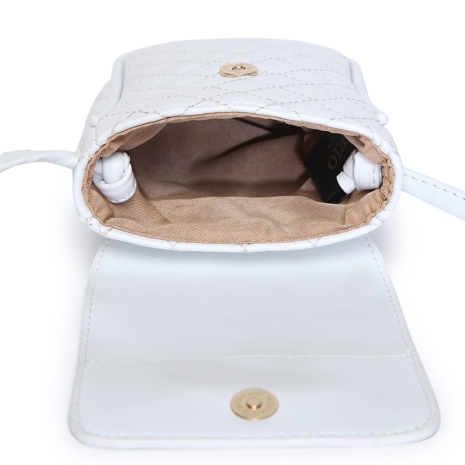 KLEIO Women's Small Quilted Cross-body Mobile Sling Bag Pouch (HO8023KL-WH)(White) 6