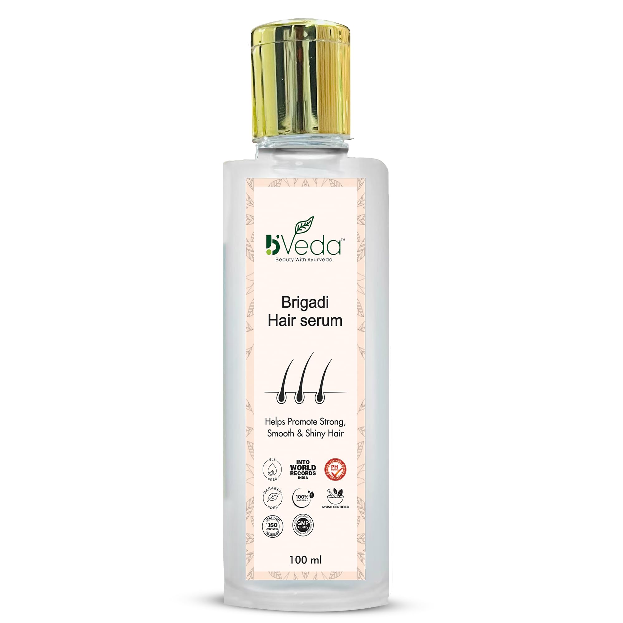 B'Veda Brigadi Hair Serum For Dry, Frizzy Hair | Hair Smoothening & Shine For Men and Women 100ml (Pack of 1)