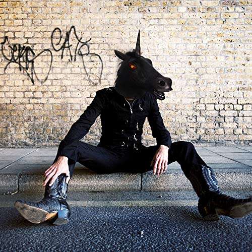 MOLEZU Magical Horse Costume, Novelty Halloween Costume Party Unicorn Latex Animal Head Costume 5
