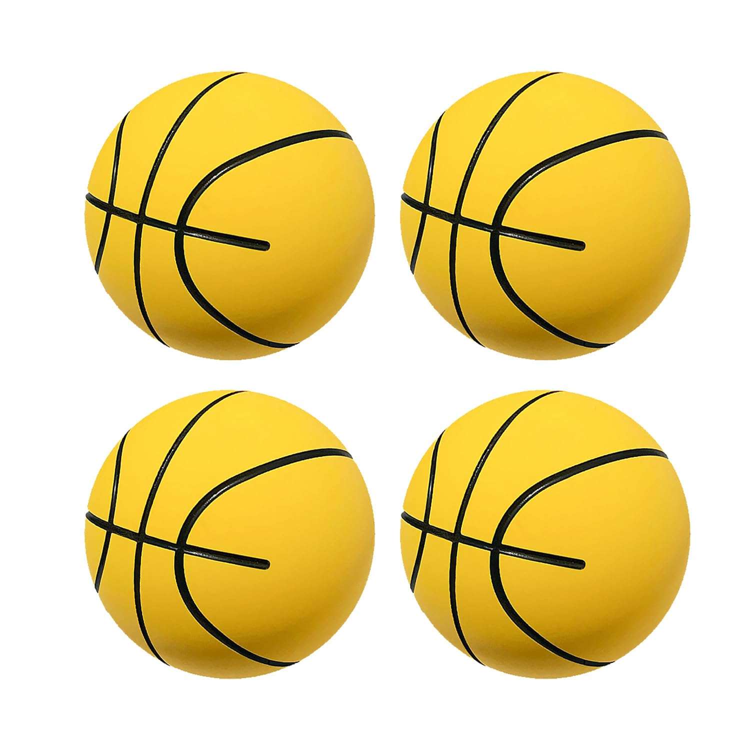 Mini Foam Basketball 2.4 inch 4 Pack for Toddlers to Throw Squeeze Squish,Cute Small Soprts Ball Party Decoration,Boys Girls Gift or Adults Stress Relief Toy Yellow 1