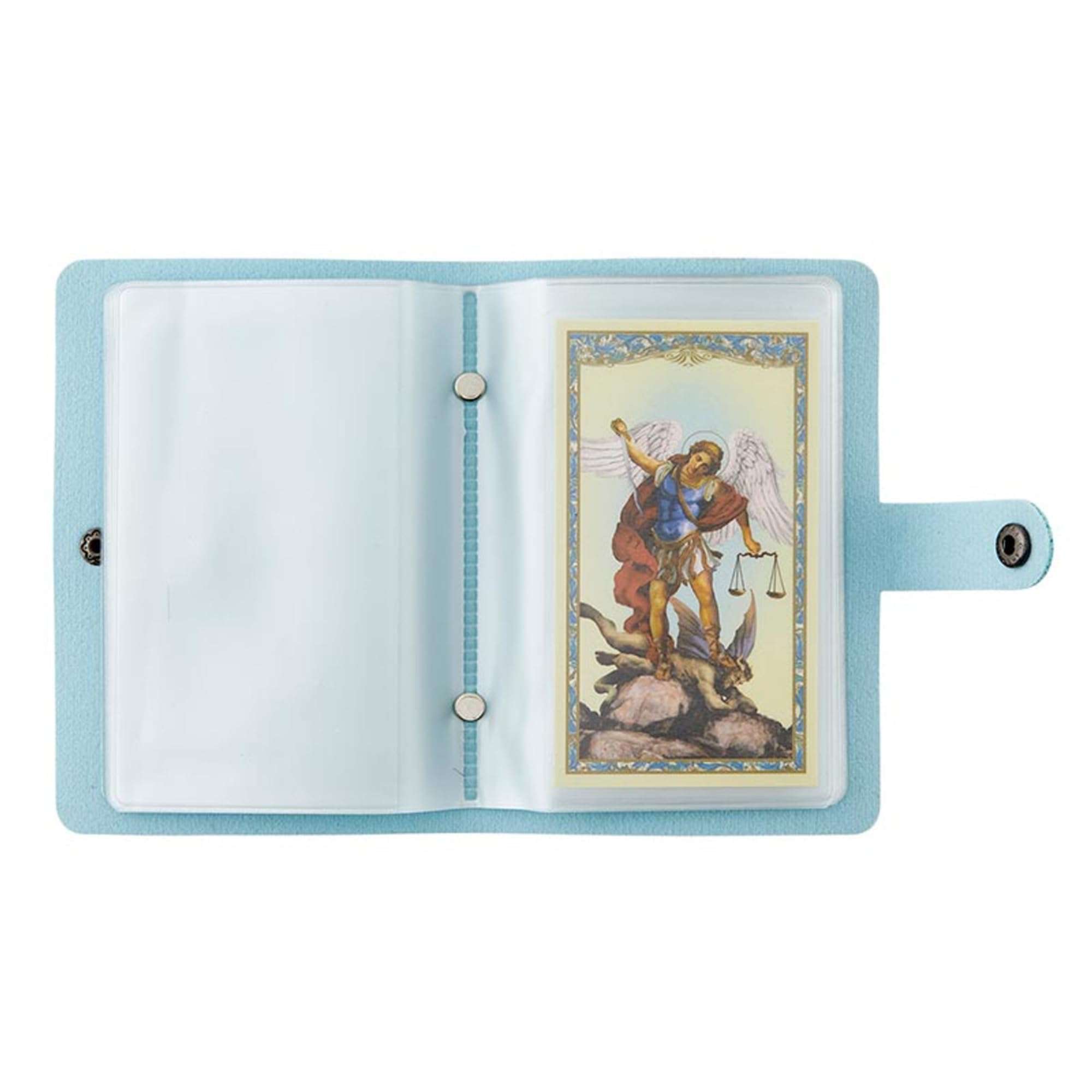 Needzo Light Blue Prayer Card Holder, Travel Holy Cards Protector, Has 20 Double Sided Pages, Religious Gifts for Women, 3 ½ x 5 ¼ Inches 3