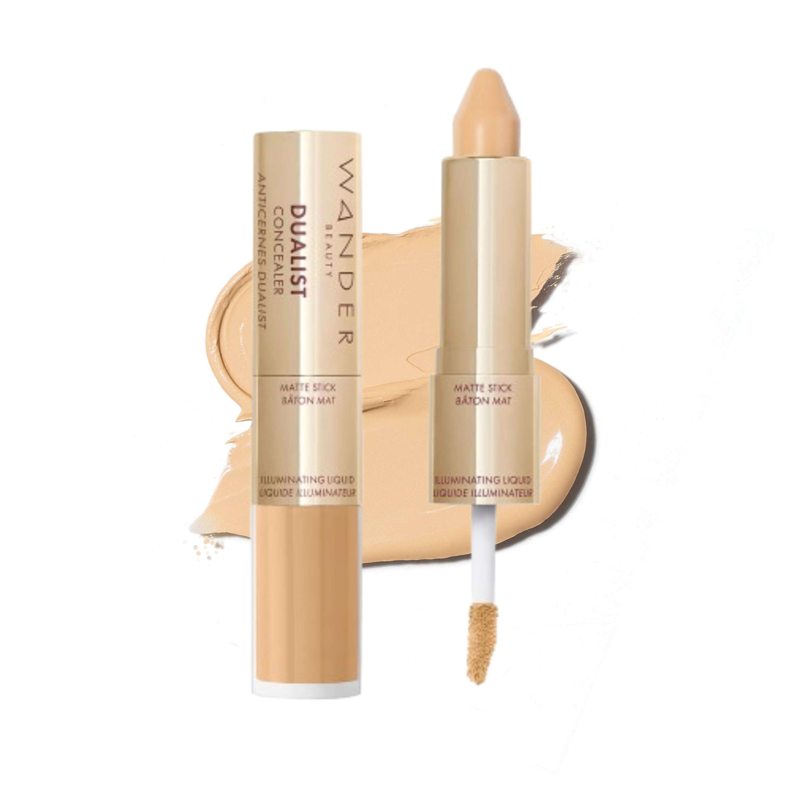 Wander Beauty Dualist Matte and Illuminating Concealer Makeup - Light Medium - Dual-Ended Matte Concealer Stick + Liquid Concealer - Full Coverage Concealer Brightens, Firms, & Hydrates - 0.28 fl oz 1