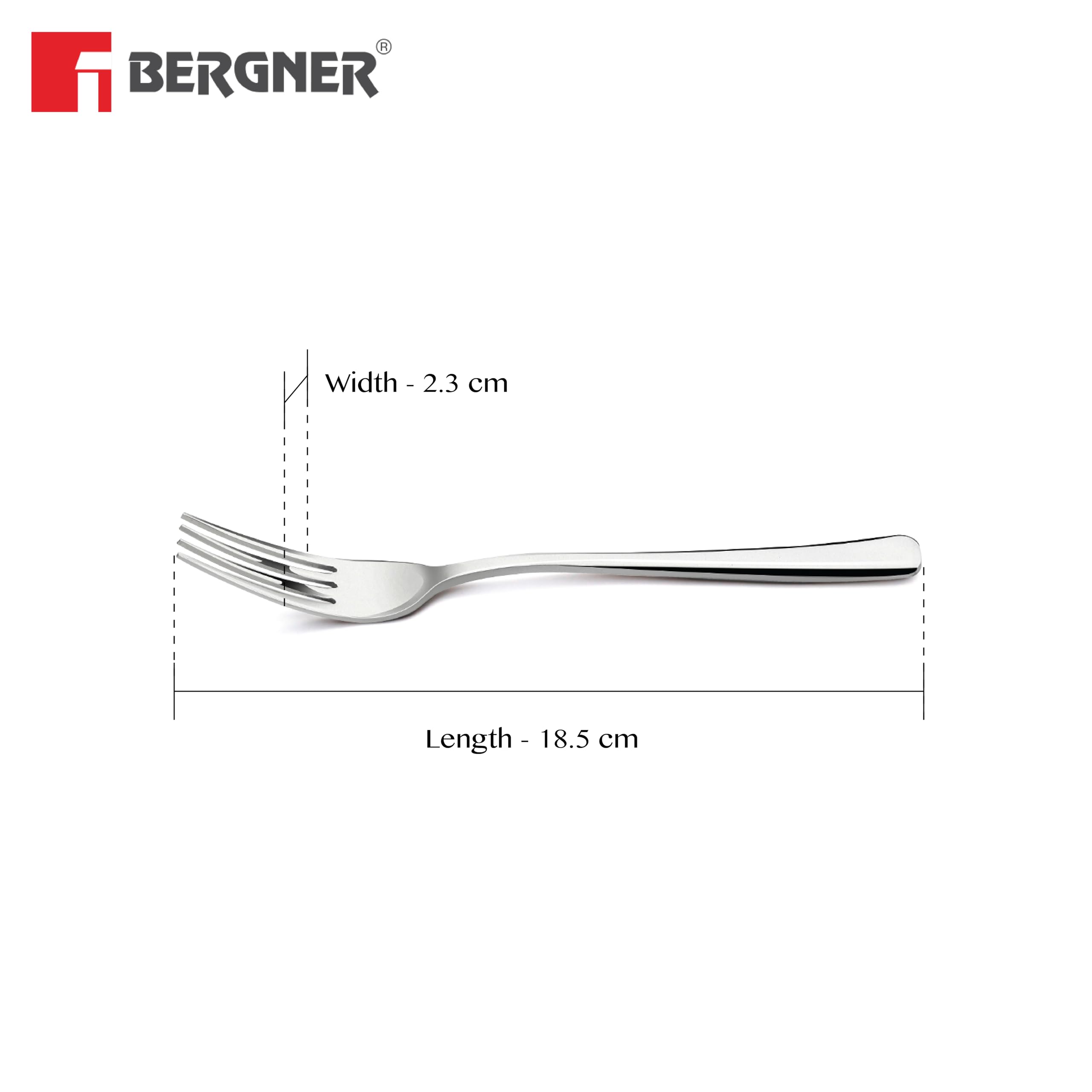 Bergner BE Essentials Lucia Stainless Steel 6 Pcs Dinner Fork Set, 18.5cm Fork, Modern Ergonomically Designed Premium Fork for Home and Kitchen, Durable, Stain Resistant, 3mm Thickness - Silver 4