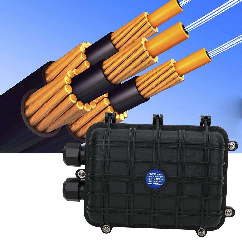 Fiber Termination Box, 1 in 1 Out Horizontal Fiber Optic Splice Enclosure IP68 Fiber Cable Connection Box(24 core) 6
