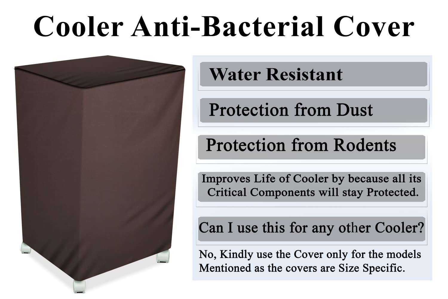 The Furnishing Tree Air Cooler Cover compatible for Maharaja Whiteline Smart+ 20 Ltr Tower Cooler, Ployester, Coffee 6