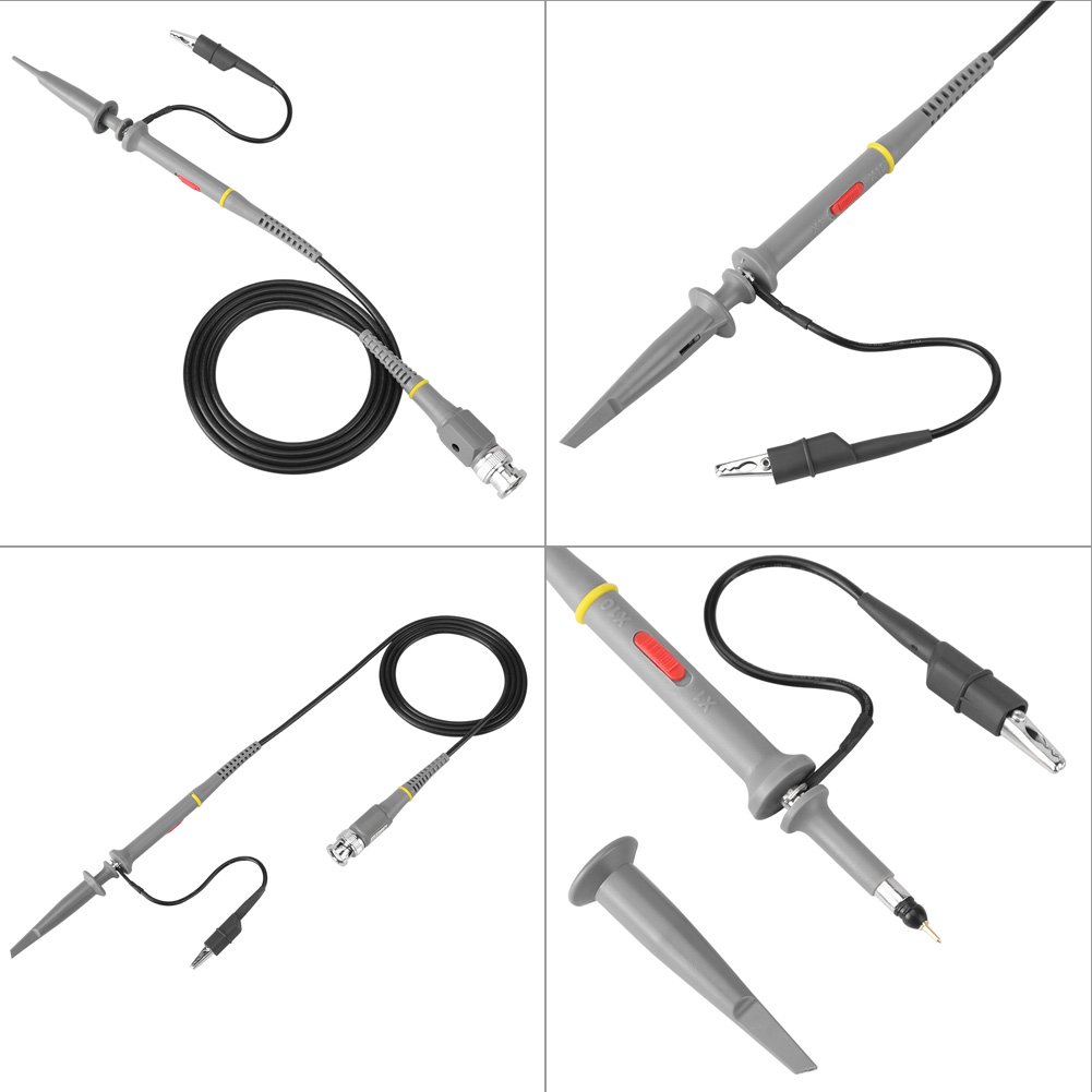Oscilloscope Probe, 2pcs 100Mhz Oscilloscope Clip Probe P6100 1X/10X 5