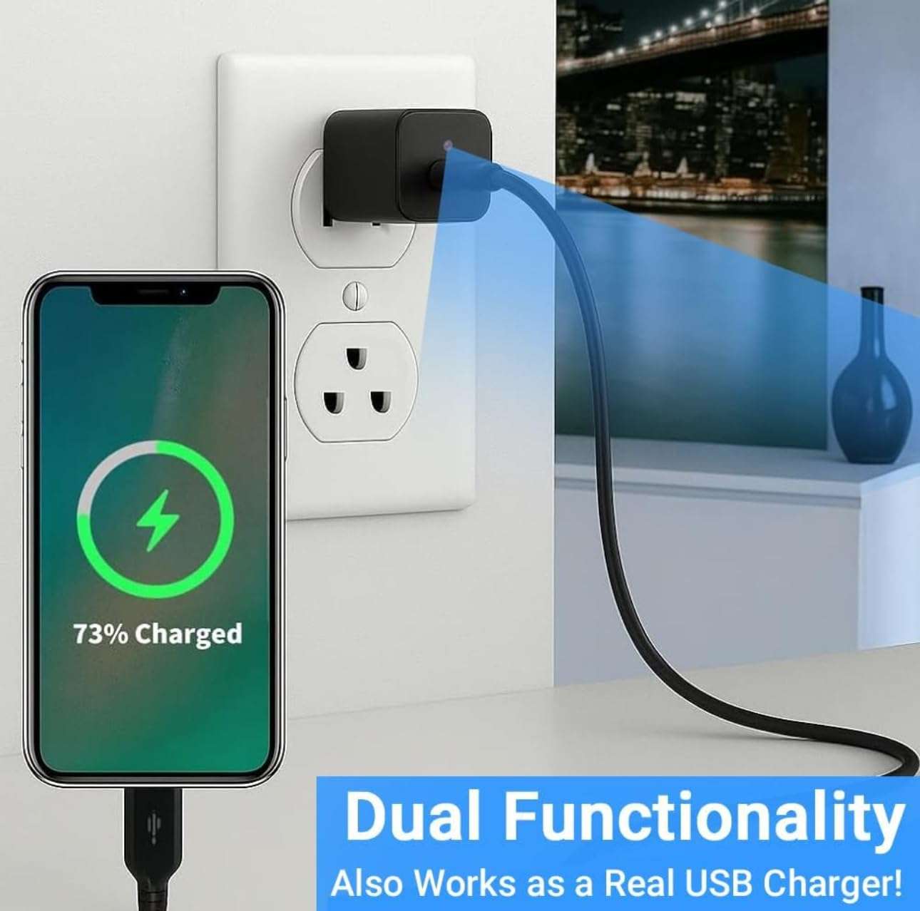 PELUPA 1080P USB Charger Mini Camera | for Home Office Surveillance | Motion Detection | Loop Recording | SD Card Storage Support Up to 256GB | Compact Hidden Security Device 6