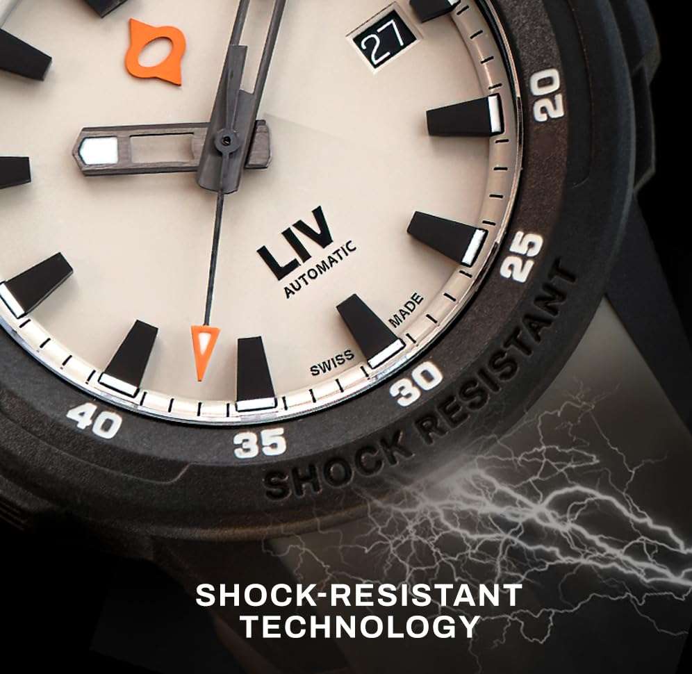 LIV Gravel 001 - Swiss Automatic - Dense Carbon Case - Shock Resistant - 3D Dial - 100M Water Resistant - Lightweight Men's Adventure Watch (Cactus Gray) 6