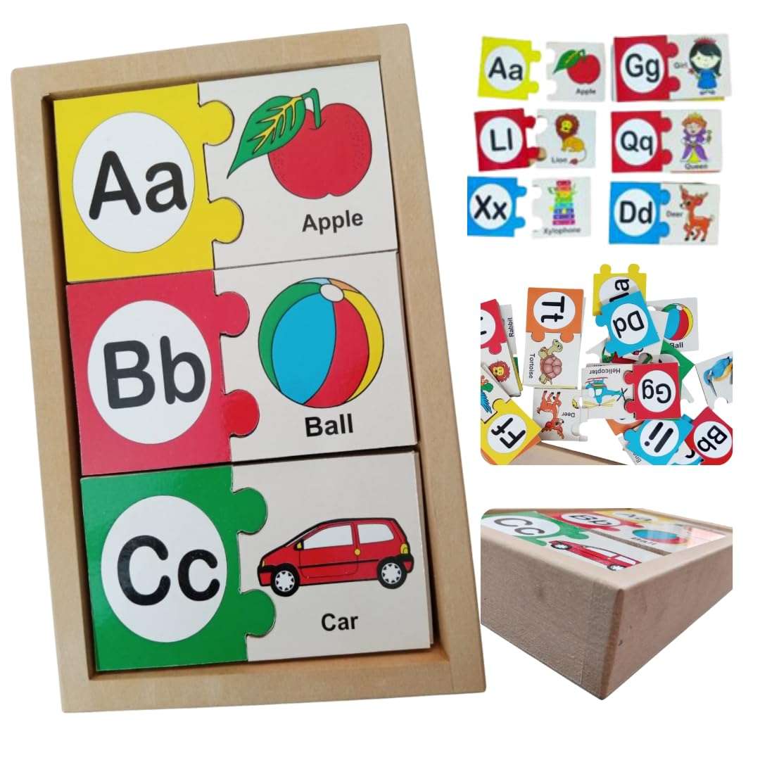 Toyjos Alphabet Matching Wooden Colorful for Kids – Fun Learning Toy for Toddlers & Preschoolers | Early Education for Kids and Toddler Baby | Learning Puzzle | Educational Puzzle 1