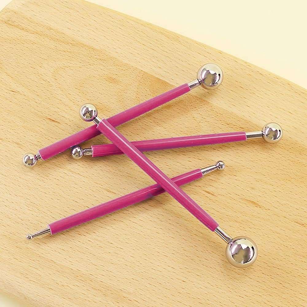 4-Piece Fondant Cake Decorating Tools – Clay Flower Sugarcraft Ball Models DIY Tool Set for Cake Decorating and Crafting 5