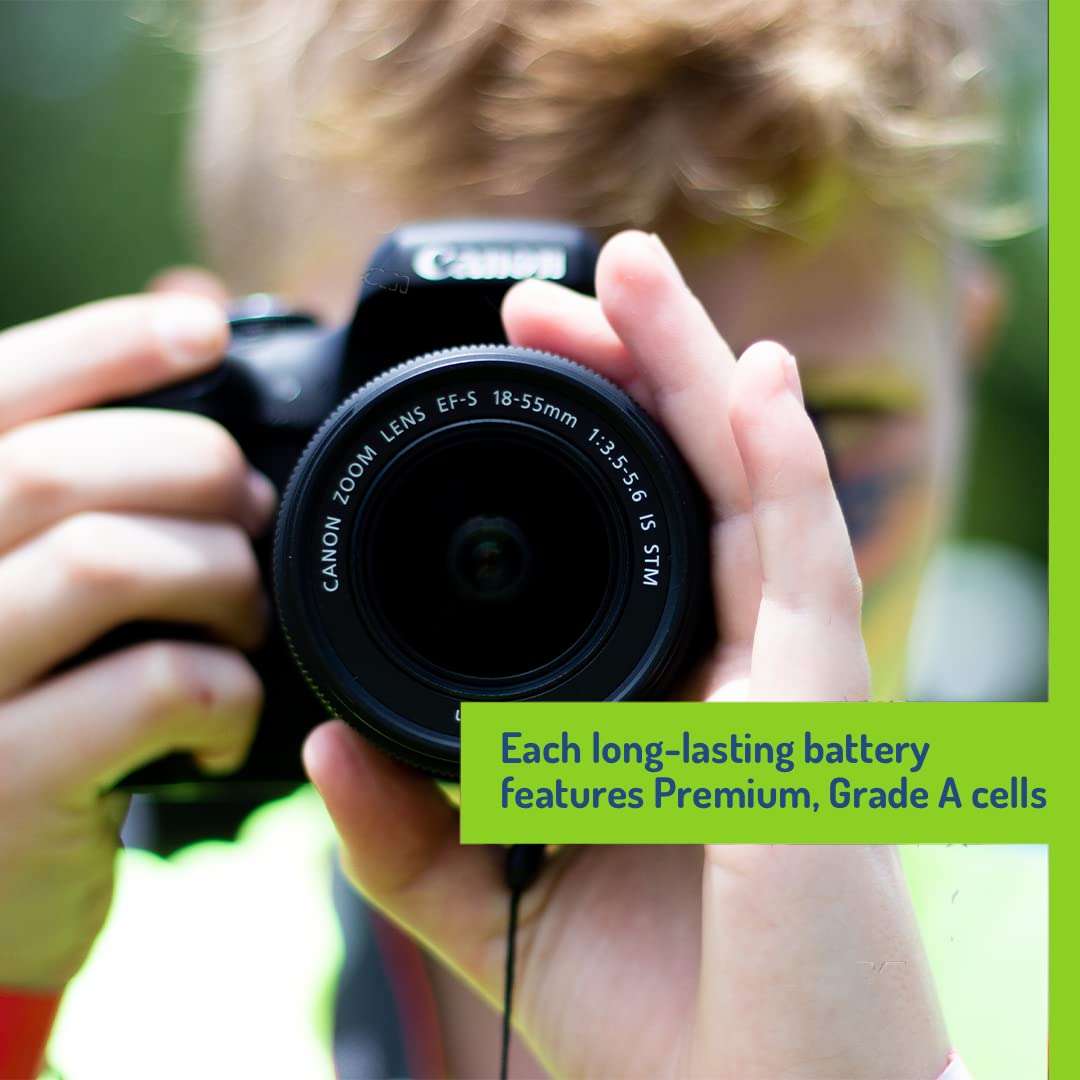 Wasabi Power Battery (2-Pack) for Canon LP-E10 & Canon EOS Rebel T3, Rebel T5, Rebel T6, Rebel T7, Rebel T100, 1100D, 1200D, 1300D, 1500D, 2000D, 3000D, 4000D, Kiss X50, Kiss X70 4