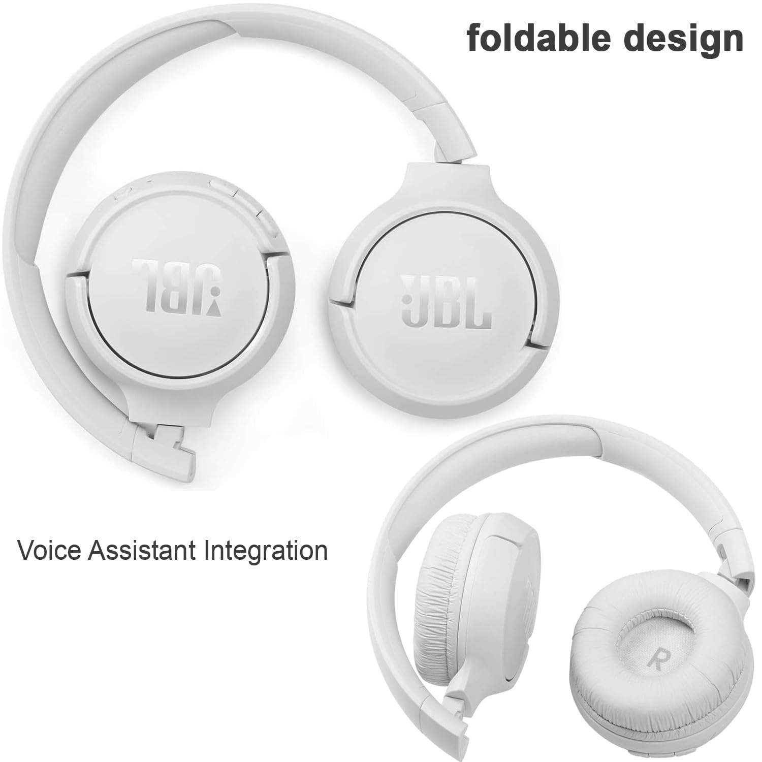 JBL Bags JBL Tune 510BT Wireless On-Ear Headphones (White) with Purebass Sound, Charging Cable, Wall Adapter and Cleaning Cloth 3