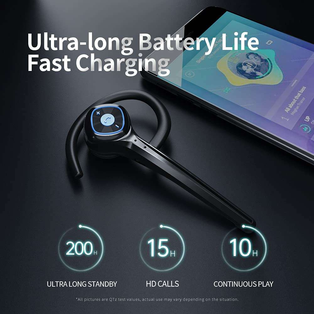 AYI Wireless Bluetooth Earpiece Headphone Dual Noise Cancelling Mic Painless Open-Ear Handsfree Headset Stereo Sound Left/Right Changeable Earhook Earphones for Driving/Business/Gym 5