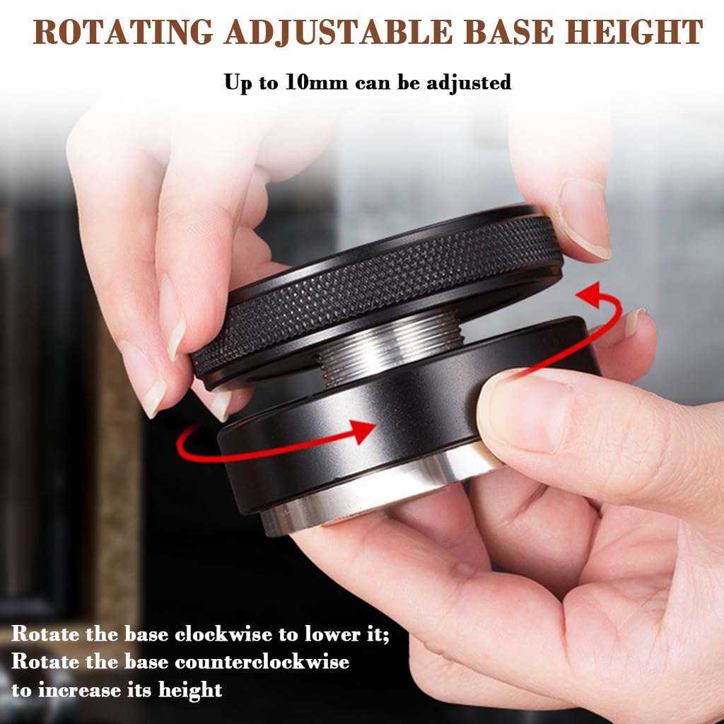 Supvox® Stainless Espresso Tamper 58mm 304 Stainless Coffee Distributor, Stylish Spiral Groove Pattern, Anti-Slip Diamond Texture Trim, Coffee Hand Leveler Tamper Espresso 6