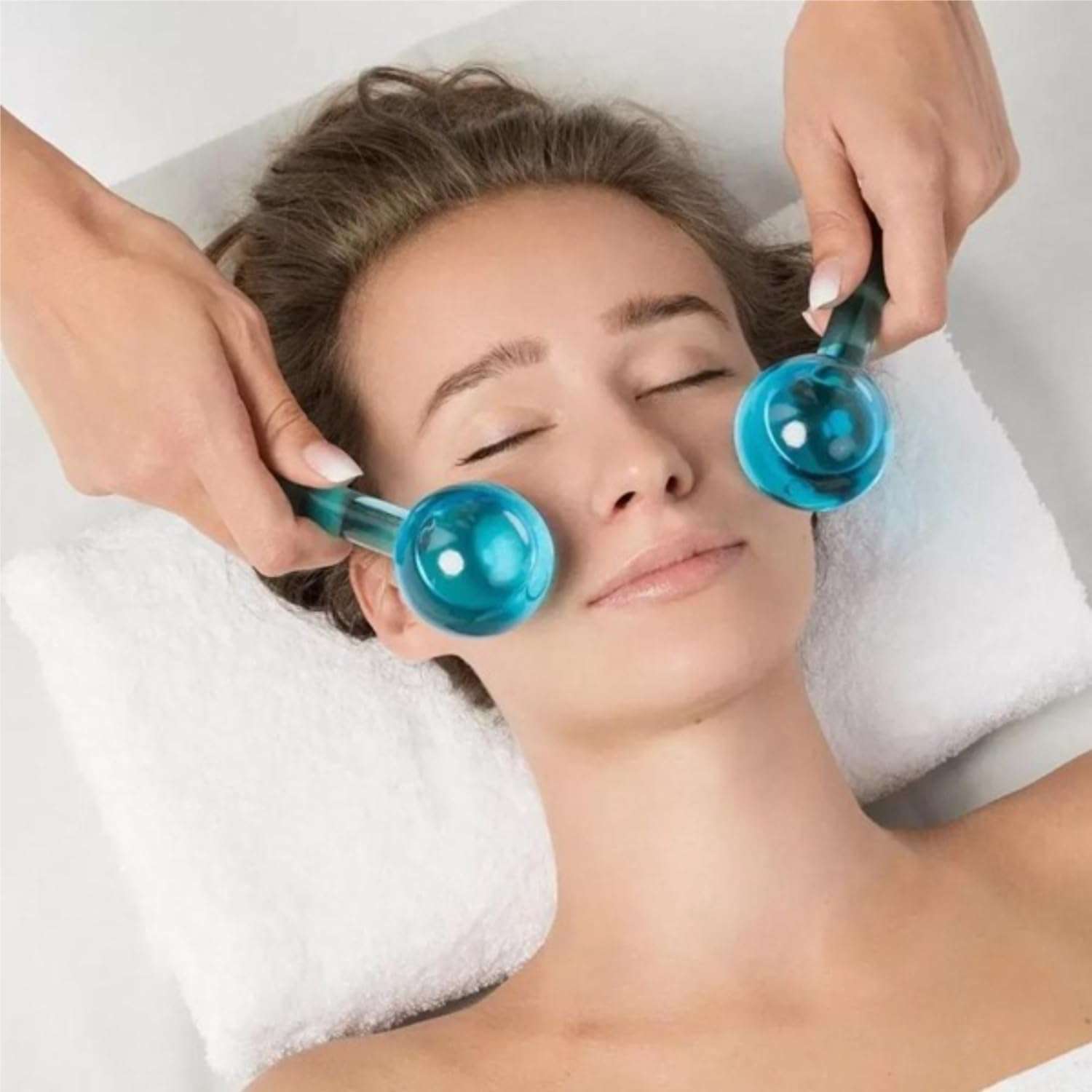 VARENYYA Facial Ice Globe Smart Cool Face Roller Ball | Facial Massage Tools for Neck Eye Circle Reduce | Anti Ageing Wrinkles Soothing Firming Skin Crystal Ice Roller (Pack of 2) 6