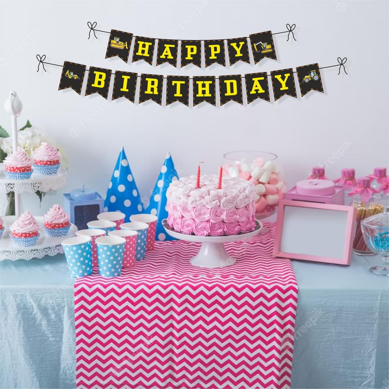 Untumble Construction Theme Birthday Banner | Happy Birthday Banner For Boys & Girls | Goes Well With Construction Theme Birthday Decorations | Happy Birthday Banner for Kids & Adults | Pack of 1 5