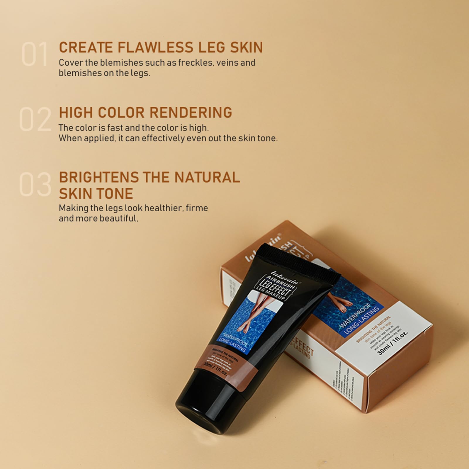 Waterproof Leg Makeup No Transfer,Full Coverage Body Concealer for Legs, Vein Cover-Up Cream, Even Skin Tone, Natural Tan Finish, Instant Tanning Flawless Legs,Body Foundation (#01 FAIREST GLOW, 30ML) 6