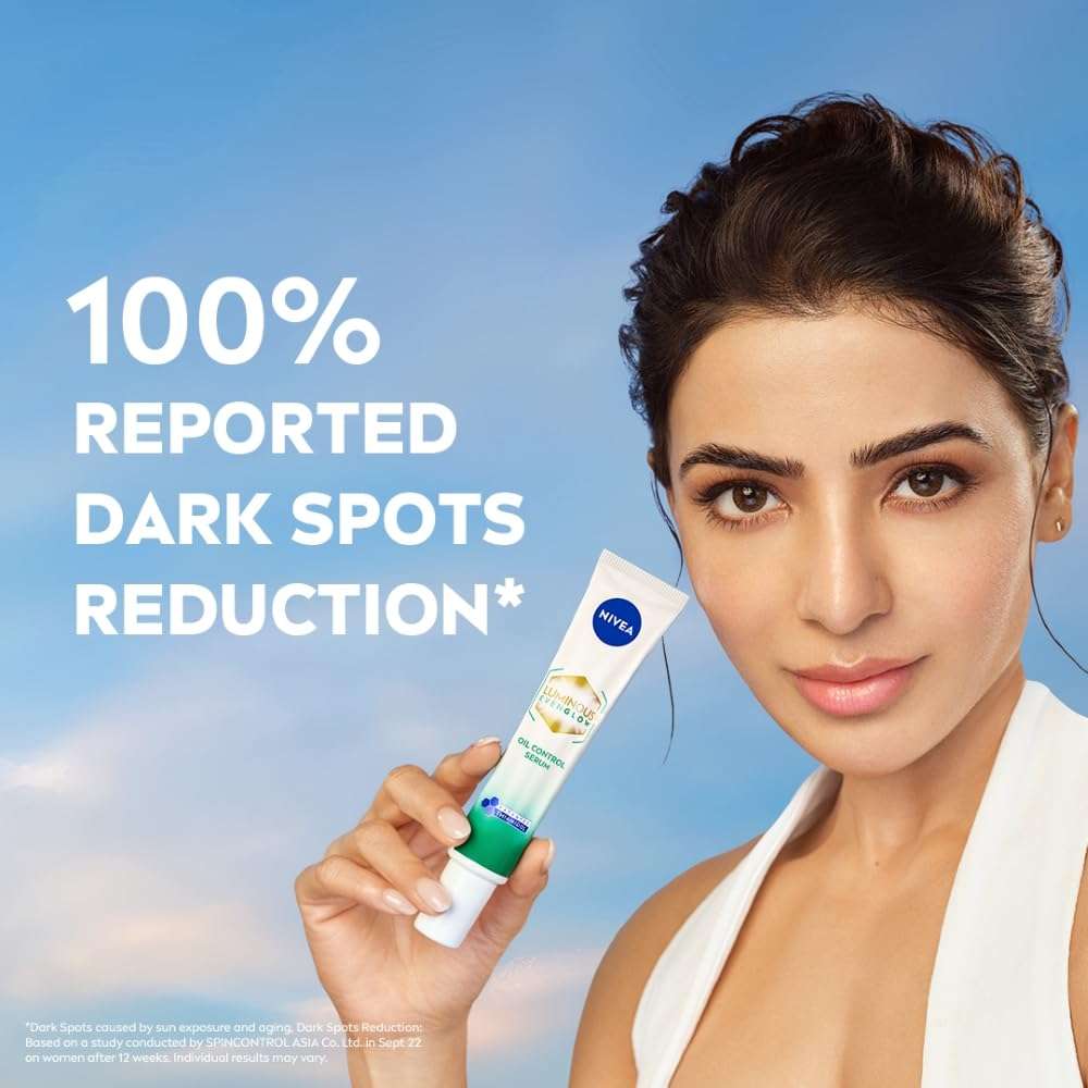 NIVEA Luminous Even Glow Oil Control Face Crème & Moisturiser Serum with Thiamidol (60X more effective than Vitamin C), Salicylic Acid, Hyaluronic Acid, Green Tree extracts for Dark Spots Reduction & Hydration| 10ml 3