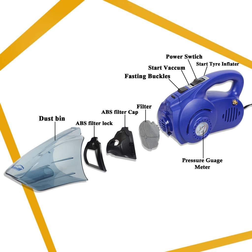 Oshotto 2 in 1 Car Vacuum Cleaner Cum Tyre inflator/Air Compressor for MG Hector (Blue) 6