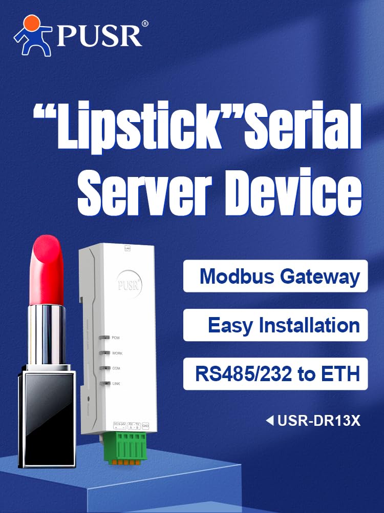 PUSR Din Rail Tiny Size RS232 to Ethernet Converter Serial Device Server Modbus Gateway Modbus RTU to Modbus TCP at Command Built-in webpage USR-DR132 3