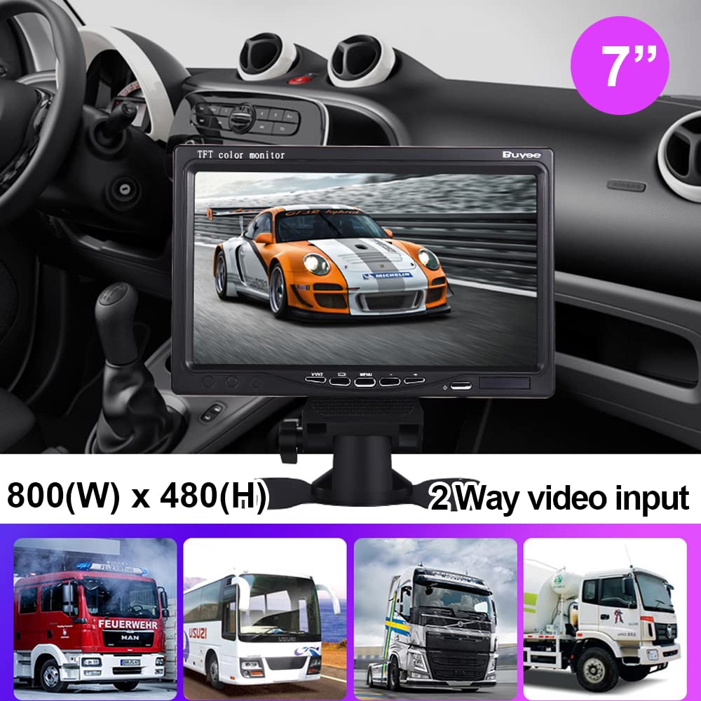 7 inch Rearview Car LCD Monitor, Buyee Portable 7" TFT LCD Digital with HD Full Color Wide Screen for Car Rear View Backup Camera 2