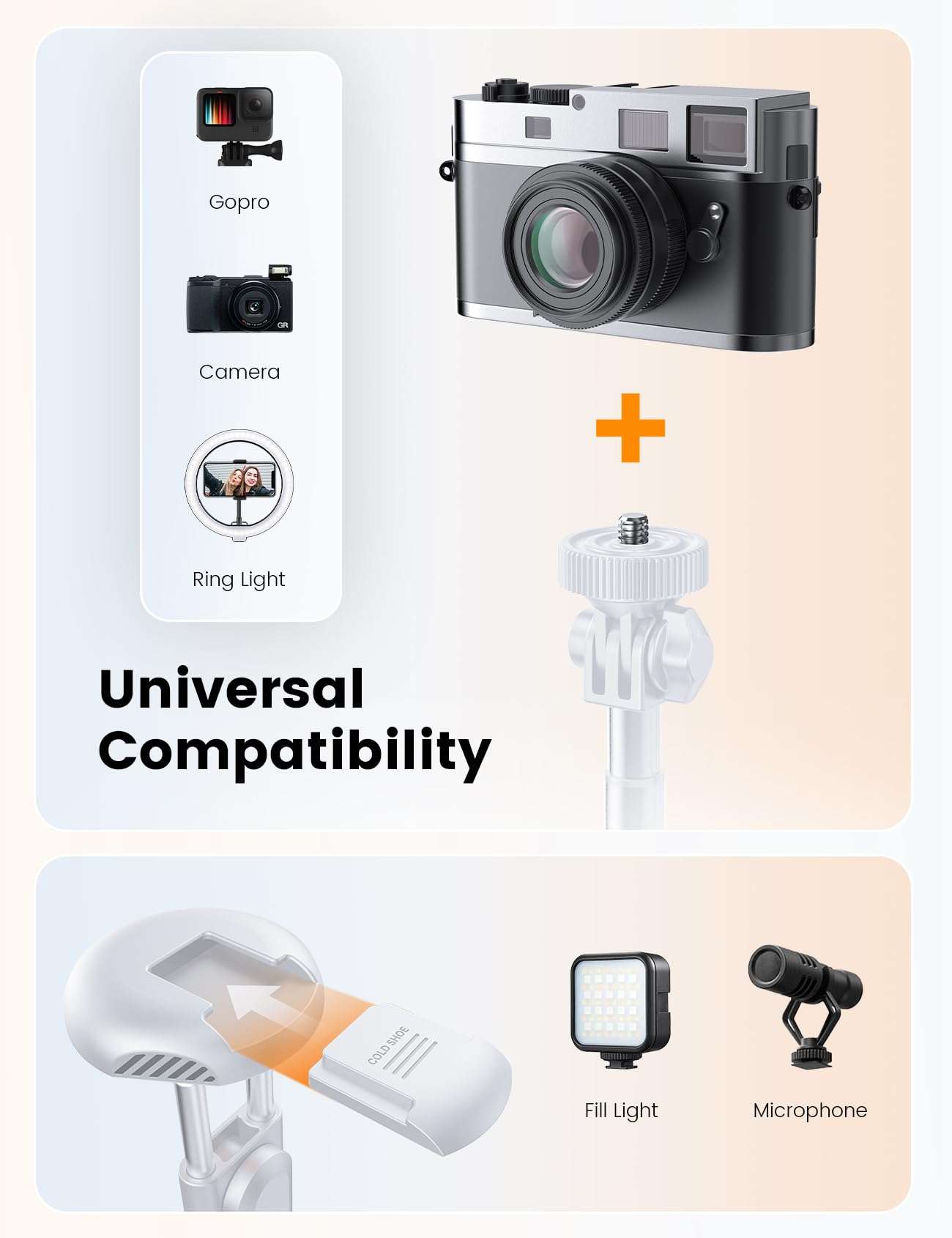 ANXRE 71" Phone Tripod, NT79 Extendable Selfie Stick with 1/4" Camera Mount for Cell Phone＆Camera, Phone Tripod Stand Holder with Remote Compatible with iPhone Android, Camera (White) 5