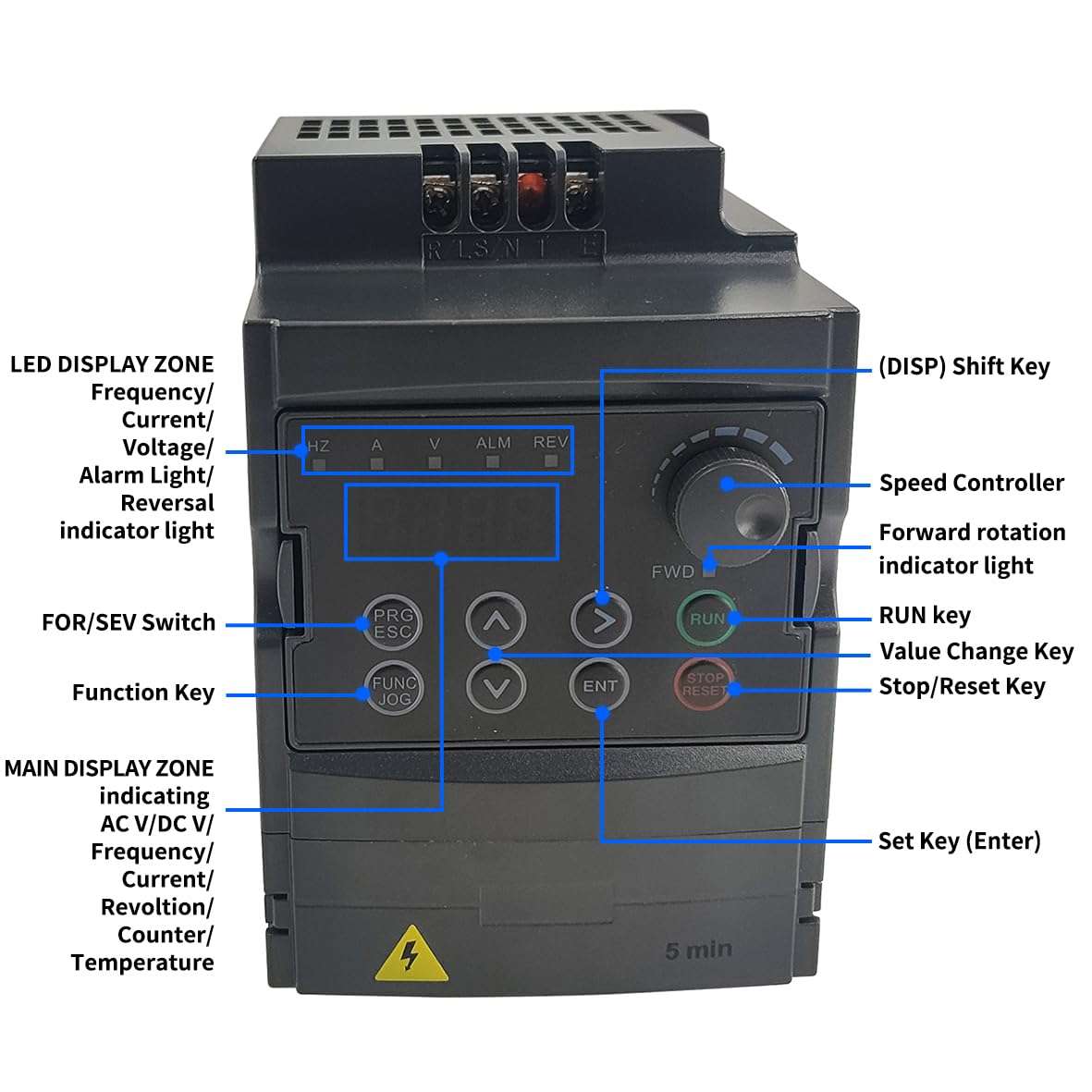 LNKWEL Variable Frequency Drive 2.2KW 220V VFD Drive Inverter Frequency Converter Single Phase Input, 3 Phase Output for VFD Water-Cooled Air-Cooled Spindle Motor Speed Control+VFD Extension Cable 3