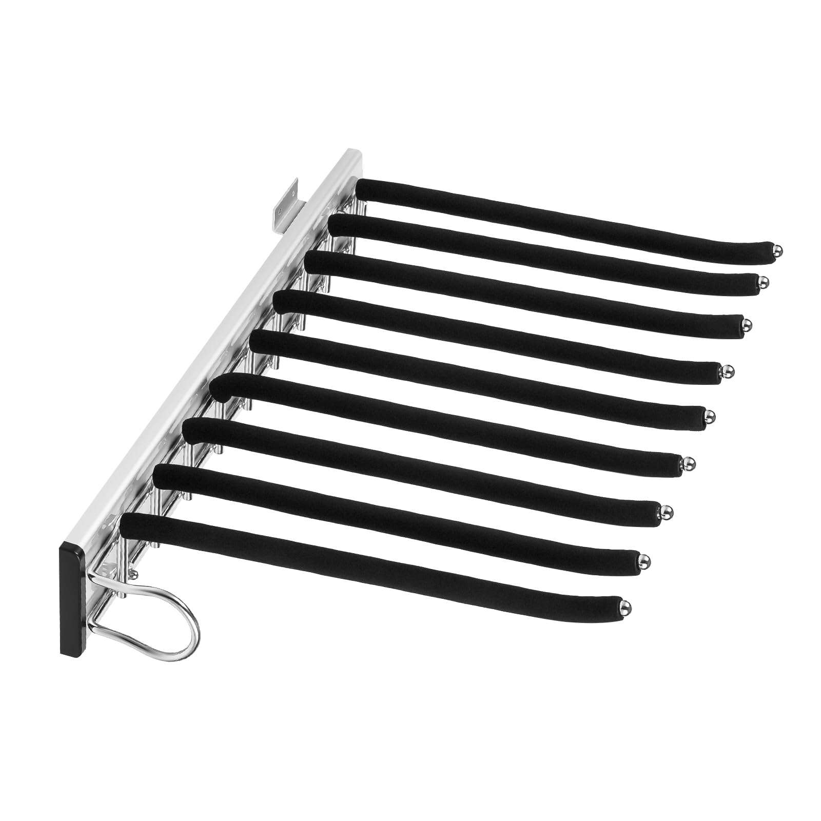 Pull Out Pants Hanger 9 Rods Multi Pant Hangers Left-Mounted Closet Organizers and Storage for Pants Jeans Skirts Scarf Legging (Black, Silver) 1