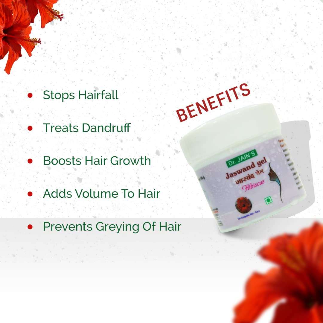 DR. JAIN'S Jaswand Hibiscus Gel For Hair Fall Control, Growth Solution, Hair Nourishing Gel, Non-Oily Method 100g (Pack of 1) 4