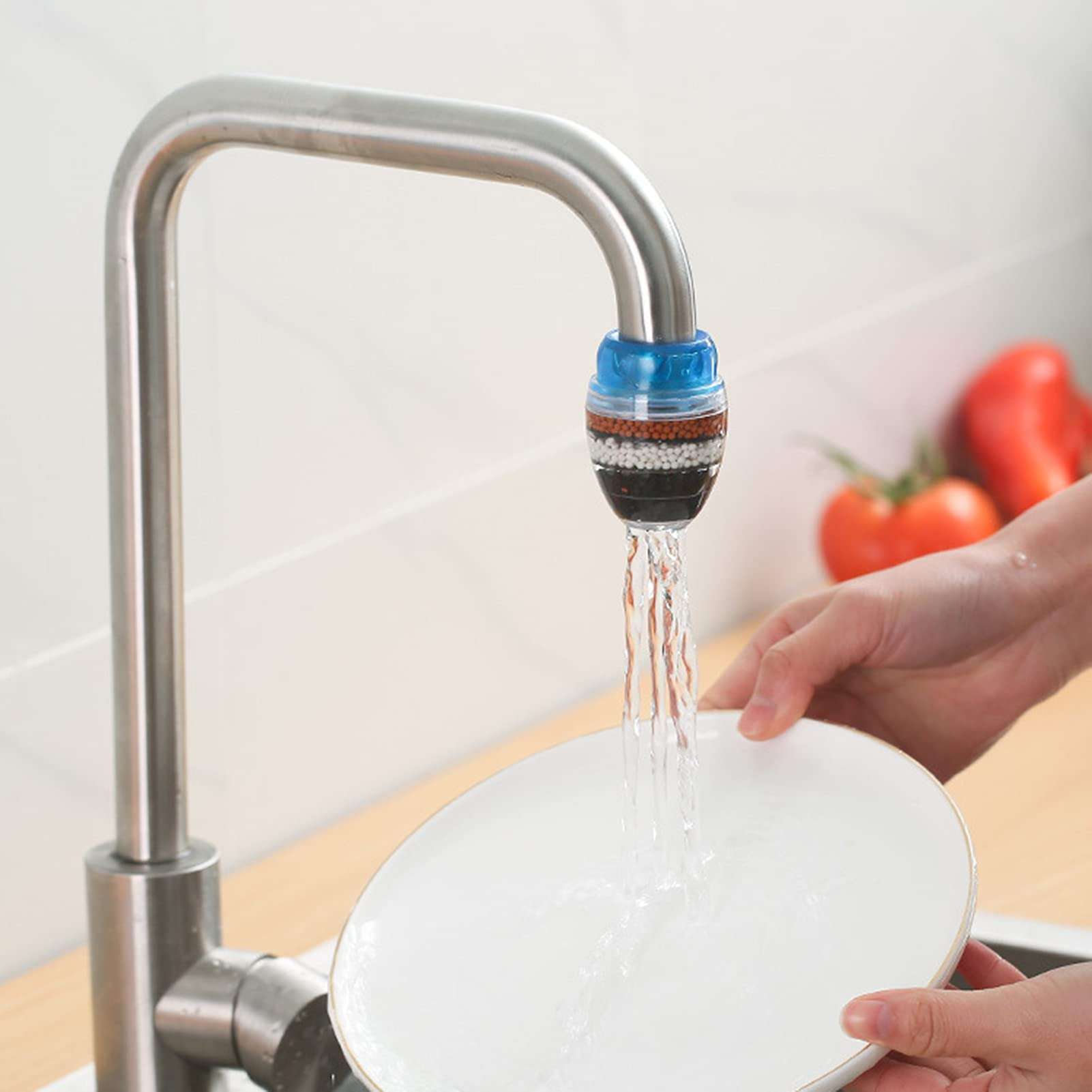 Kitchen Water Filter Faucet, Kitchen Mini Faucet Carbon Faucet Water Filter Purifier Leak-Proof Stone Water Saving Tap Water Filter for Home Kitchen Bathroom Blue 3